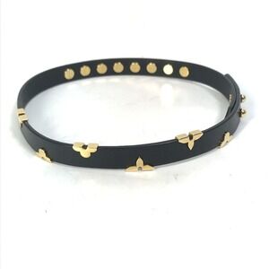 LOUIS VUITTON Black Monogram Leather Charm Bracelet